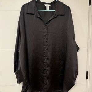H&M Black Satin Button-Up Shirt